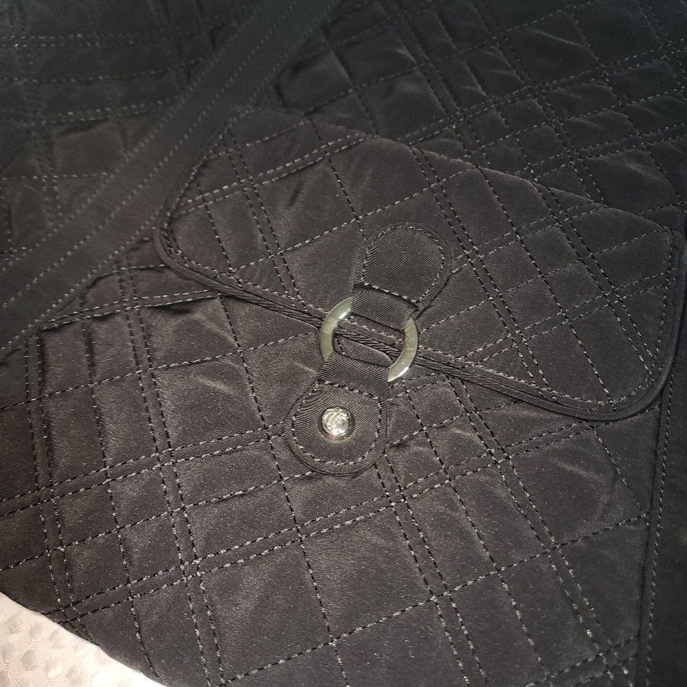 VERA BRADLEY EUC XL WEEKENDER BLACK QUILTED TRAVEL BAG LUGGAGE STYLE - Picture 2 of 9